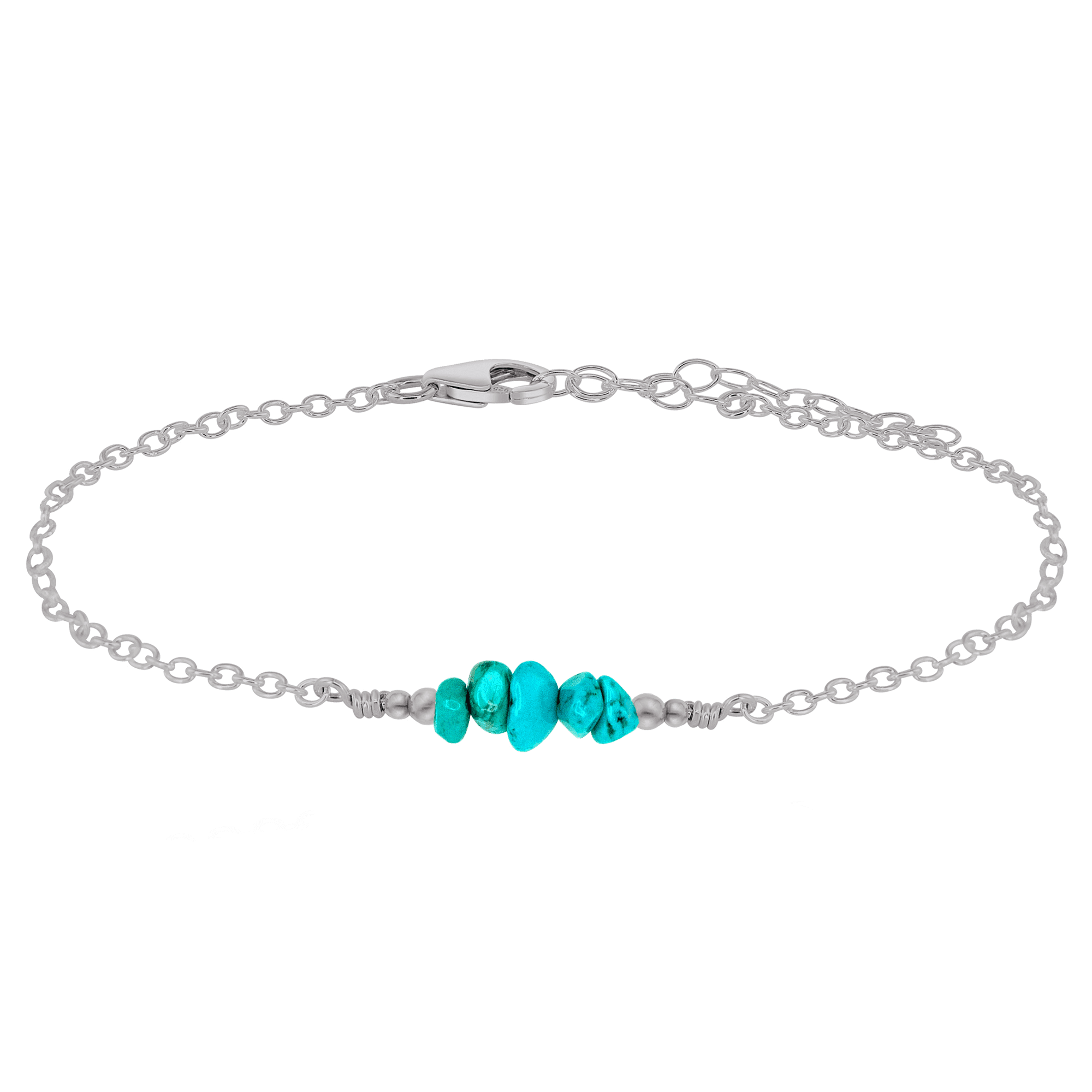Turquoise Chip Bead Bar Anklet - Handmade Boho Ankle Bracelet for Women, Adjustable Summer Beach Jewelry | Perfect for Vacations, Music Festivals & Boho Fashion