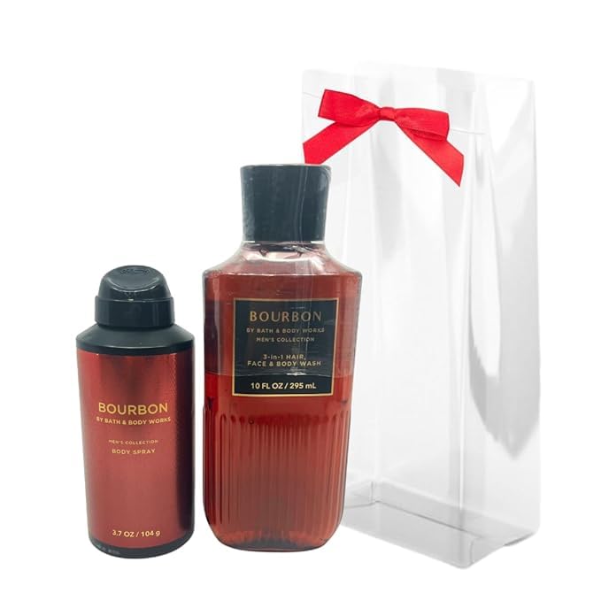 Premium Men's Bourbon Scented Gift Set - Body Wash & Body Spray for Men, Grooming Essentials for Daily Use, Gym, Travel & Special Occasions