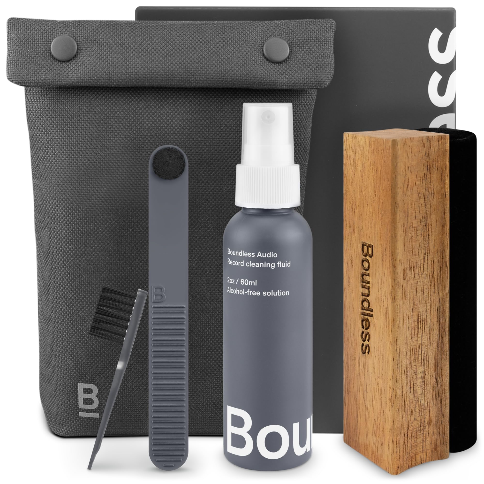 Vinyl Record Cleaning Kit - 5-in-1 LP Record Cleaner Set with Velvet Brush, Stylus Cleaner, Cleaning Solution, Nylon Brush & Storage Bag | Perfect for Vinyl Collectors & DJs to Maintain Pristine Sound Quality