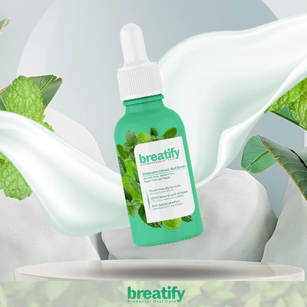 Breatify Bad Breath Eliminating Serum - Fresh Breath Oral Drops for Mouth Odor Removal - Portable 20mL (0.68oz) Travel Size - Pack of 3 for Daily Use at Work, Dates & Social Events