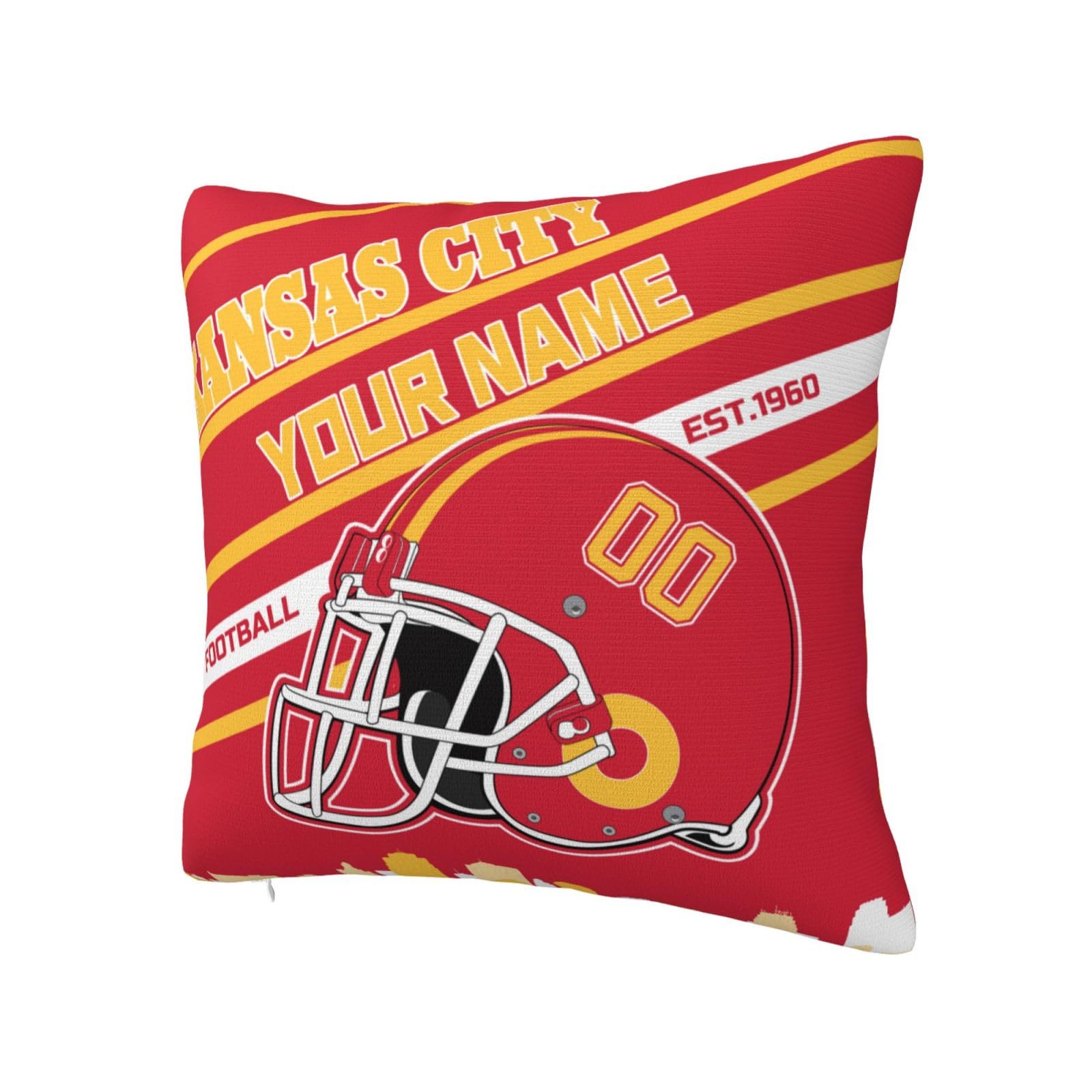 Kansas City Chiefs Throw Pillow Covers - Personalized Name & Number Decorative Pillow Cases for Men & Women Fans | Perfect for Game Day Decor, Home Decor & Sports Fan Gifts