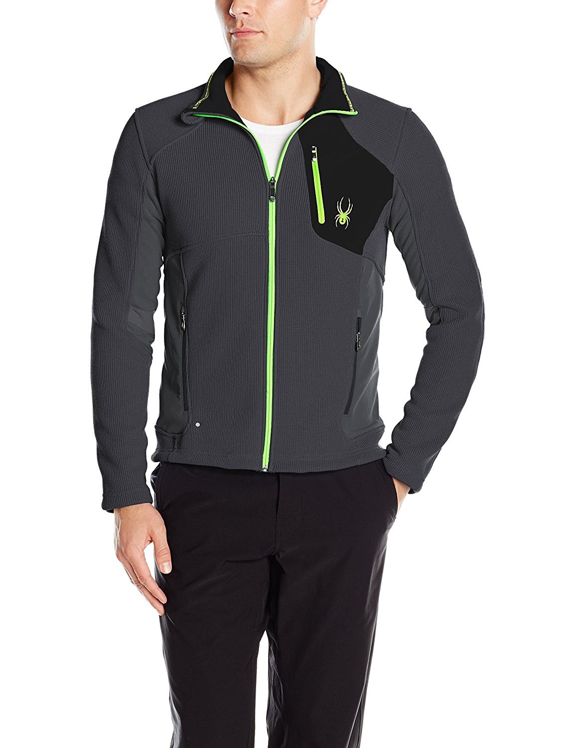 Spyder Men's Linear Full Zip Jacket - Lightweight Waterproof Windbreaker for Running, Hiking & Outdoor Activities