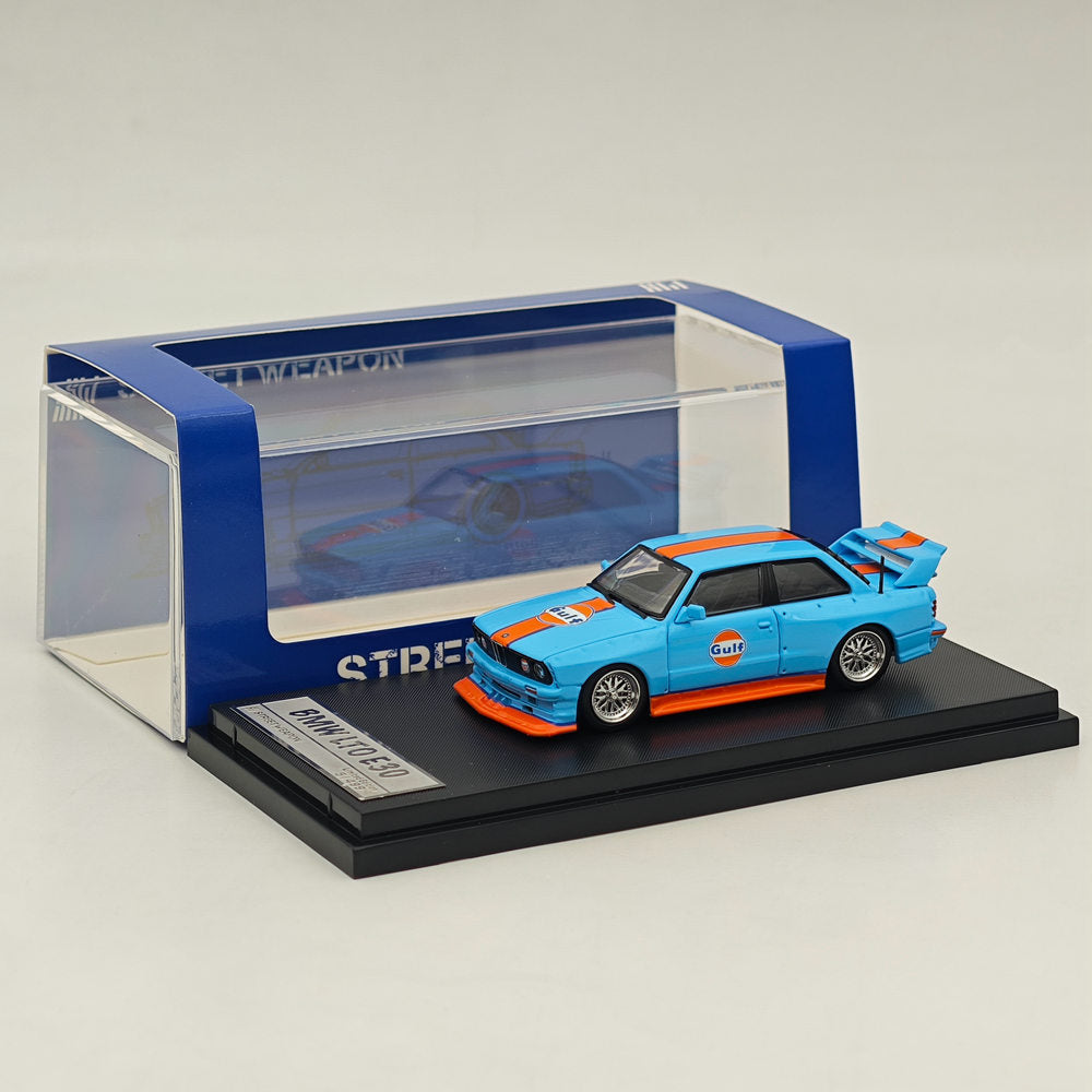 1/64 Scale Street Weapon SW BMW LTO E30 M3 Gulf Blue Diecast Model Car - Collectible Miniature Vehicle for Display, Gifts & Racing Enthusiasts
