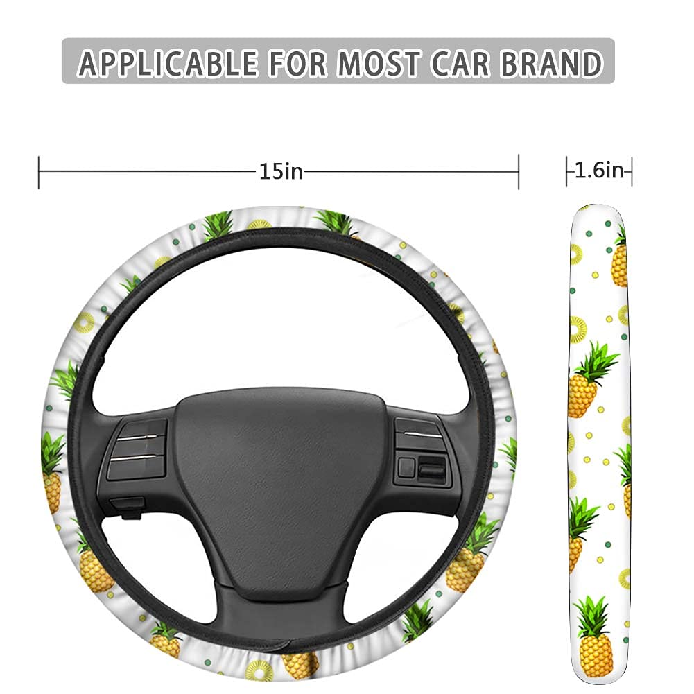 JEOCODY Sunflower Cow Print Car Steering Wheel Cover - Universal Fit for Most Vehicles - Soft & Non-Slip Grip for Women & Girls - Perfect for Summer Driving & Road Trips