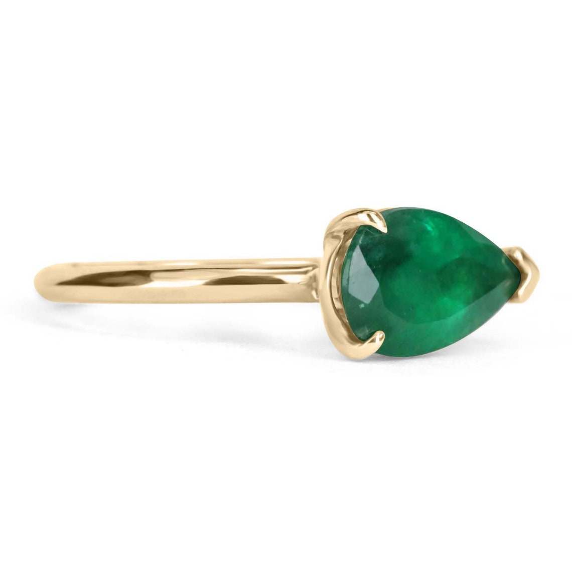 2.0 Carat 14K Gold East-West Emerald Pear Solitaire Engagement Ring for Women - Perfect for Proposals, Anniversaries & Bridal Jewelry