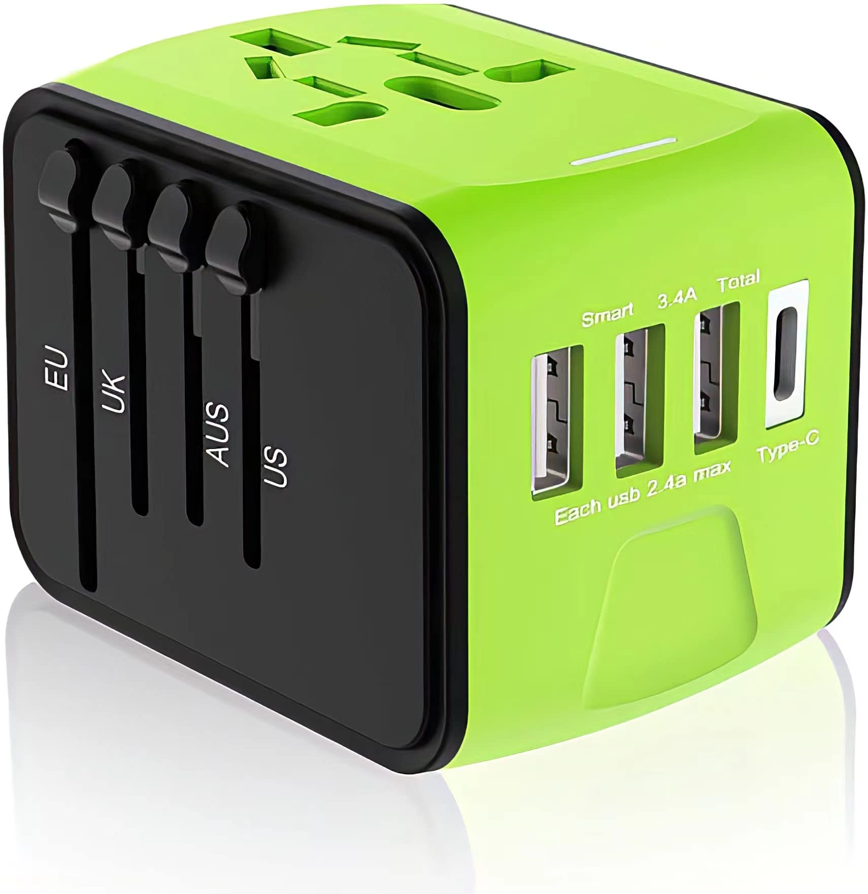 Universal Travel Adapter with USB C - Worldwide All-in-One Power Plug Converter for Europe, US, Australia & 170+ Countries | Fast Charging Wall Adapter for Phones, Laptops & Devices | Perfect for Business Trips, Vacations & International Travel