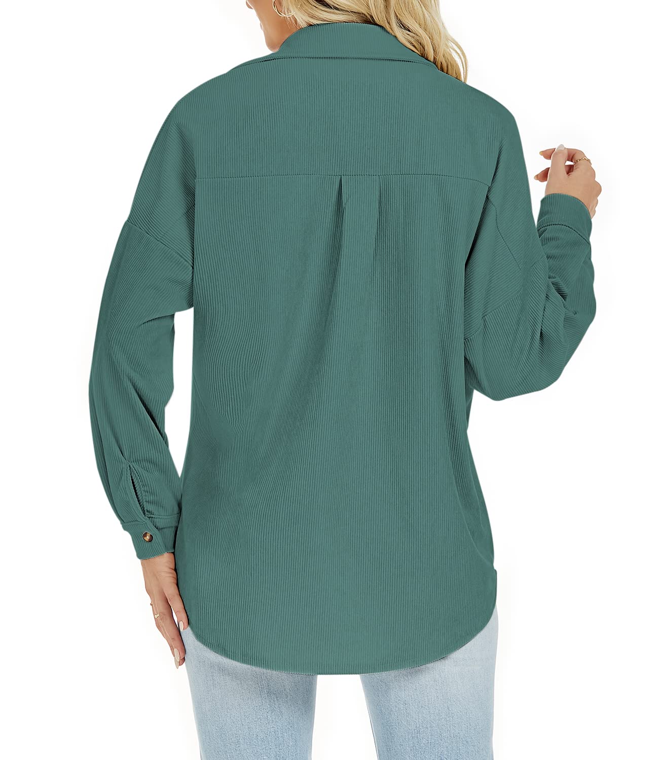 Plus Size Corduroy Jacket for Women - Casual Long Sleeve Button Down Shacket | Warm & Stylish Fall Outerwear for Work, Dating & Everyday Wear