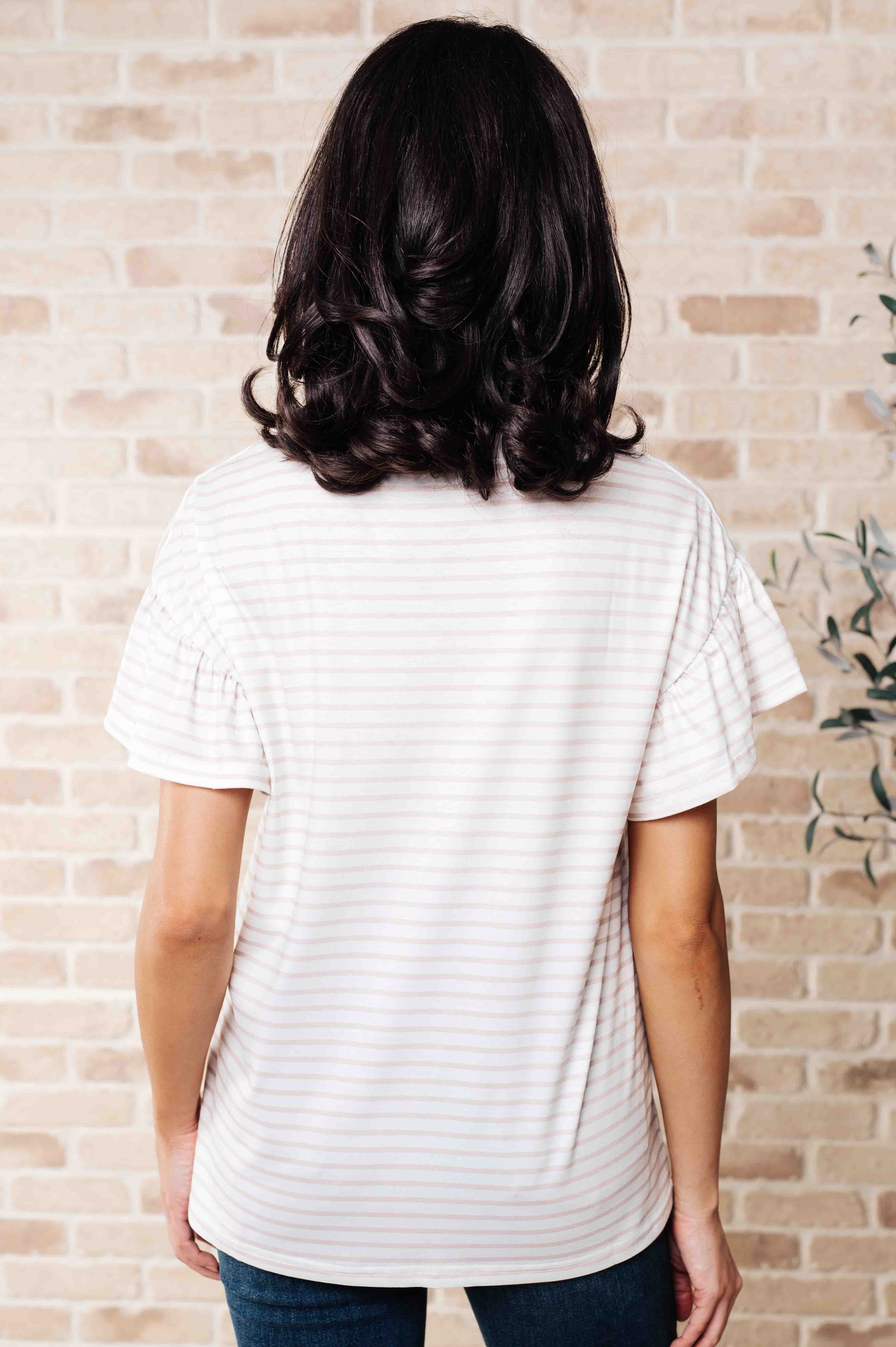 Elegant Lace Detail Striped Women's Top - Breathable Summer Blouse for Casual Outings & Date Nights