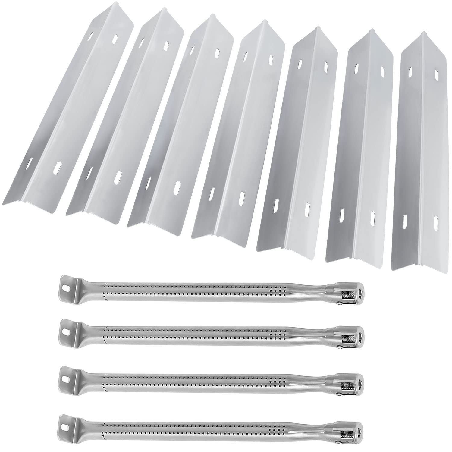 Stainless Steel Heat Plates & Grill Burners Replacement Kit for Napoleon Rogue & Prestige 500 Propane Grills - 7-Pack Sear Plates Flavorizer Bars + 4 Burner Tubes - BBQ Grill Parts for Enhanced Flavor & Even Heat Distribution - Perfect for Backyard Grilling, Tailgating & Outdoor Cooking