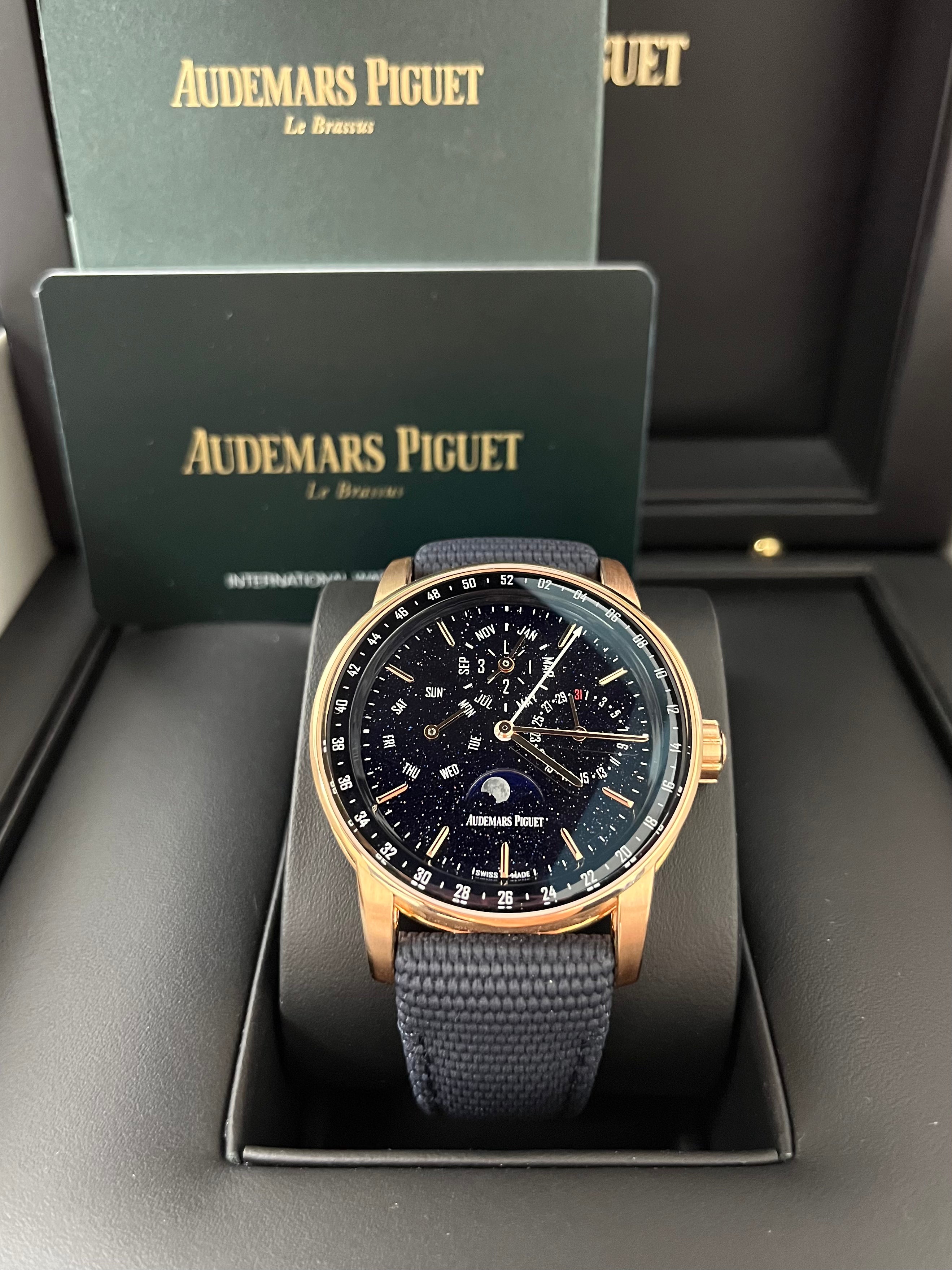 Audemars Piguet Code 11.59 Perpetual Calendar Luxury Watch - 18K Rose Gold Case, Blue Dial, Leather Strap Ref#26394OR.OO.D321CR.01 | Perfect for Business Meetings, Formal Events & Watch Collectors