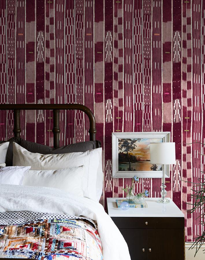 Chris Benz Large Madison Stripe Wallpaper in Aubergine - Premium Peel & Stick Wallpaper for Living Room, Bedroom, or Home Office Decor