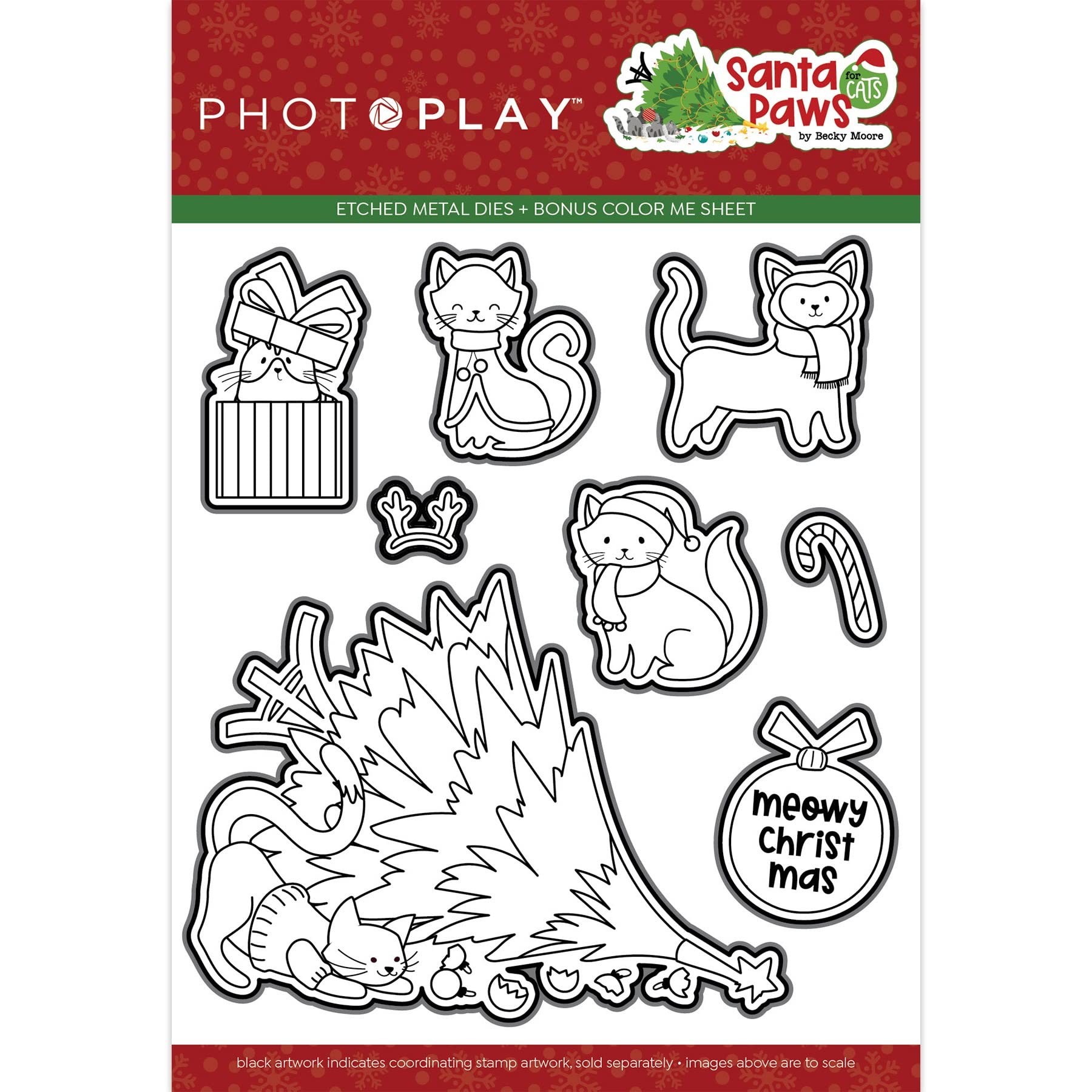 Santa Paws Cat Dies - Holiday Scrapbooking & Card Making Supplies for Christmas Crafts - Perfect for DIY Greeting Cards, Photo Albums, and Festive Decorations