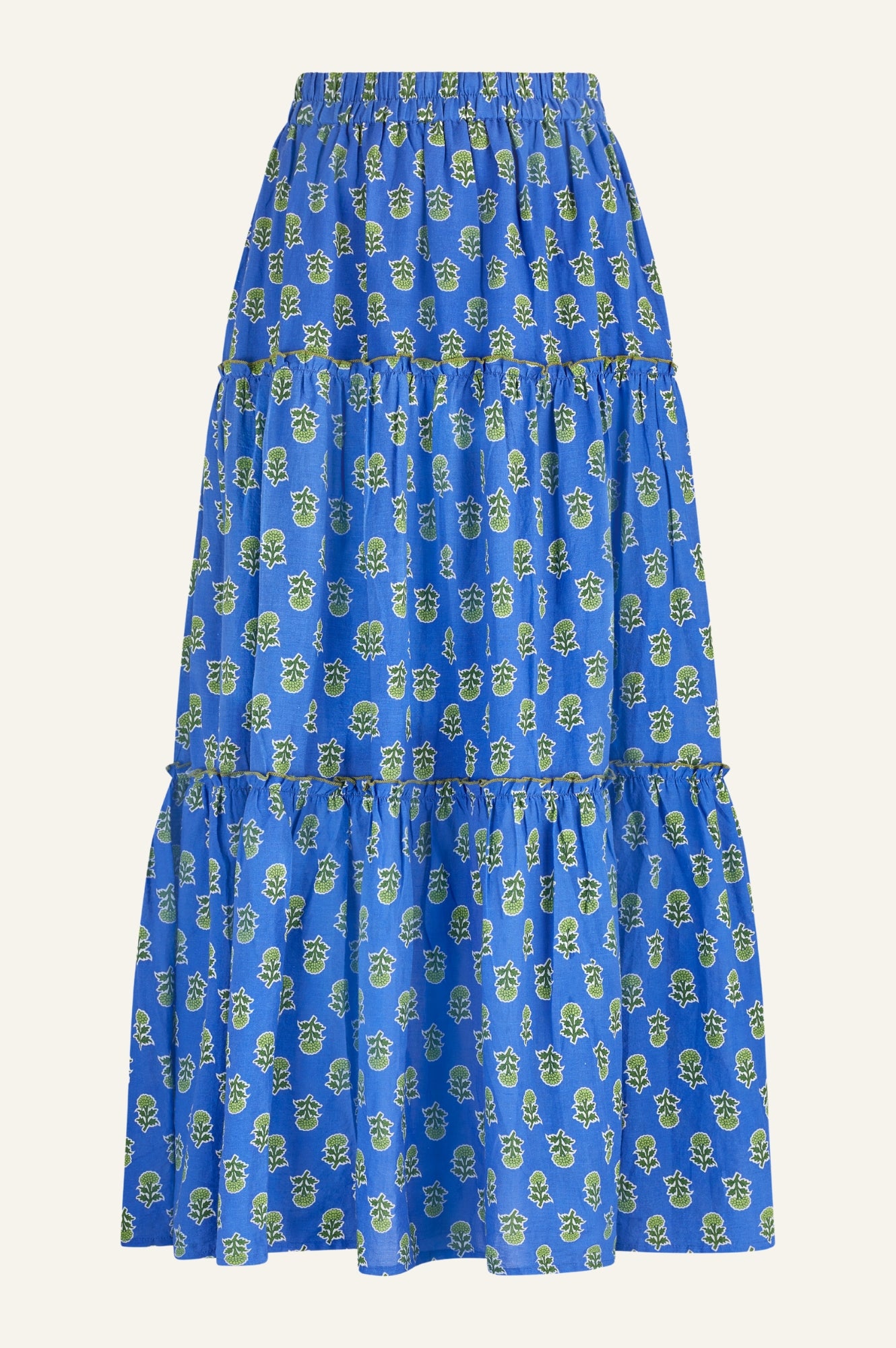 Bea Printed Organic Cotton Skirt | Odisha Blue/Green | Women's Boho Summer Skirt | Eco-Friendly Fashion | Perfect for Beach, Vacations & Casual Outings