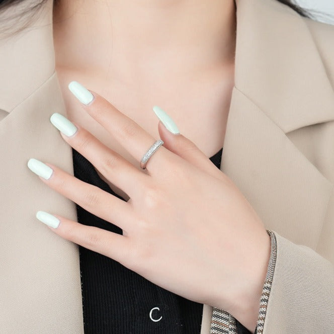 Art Deco Silver Eternity Square Ring for Women | Vintage Inspired Geometric Wedding Band | A8512 | Perfect for Engagement, Anniversary Gift & Everyday Wear
