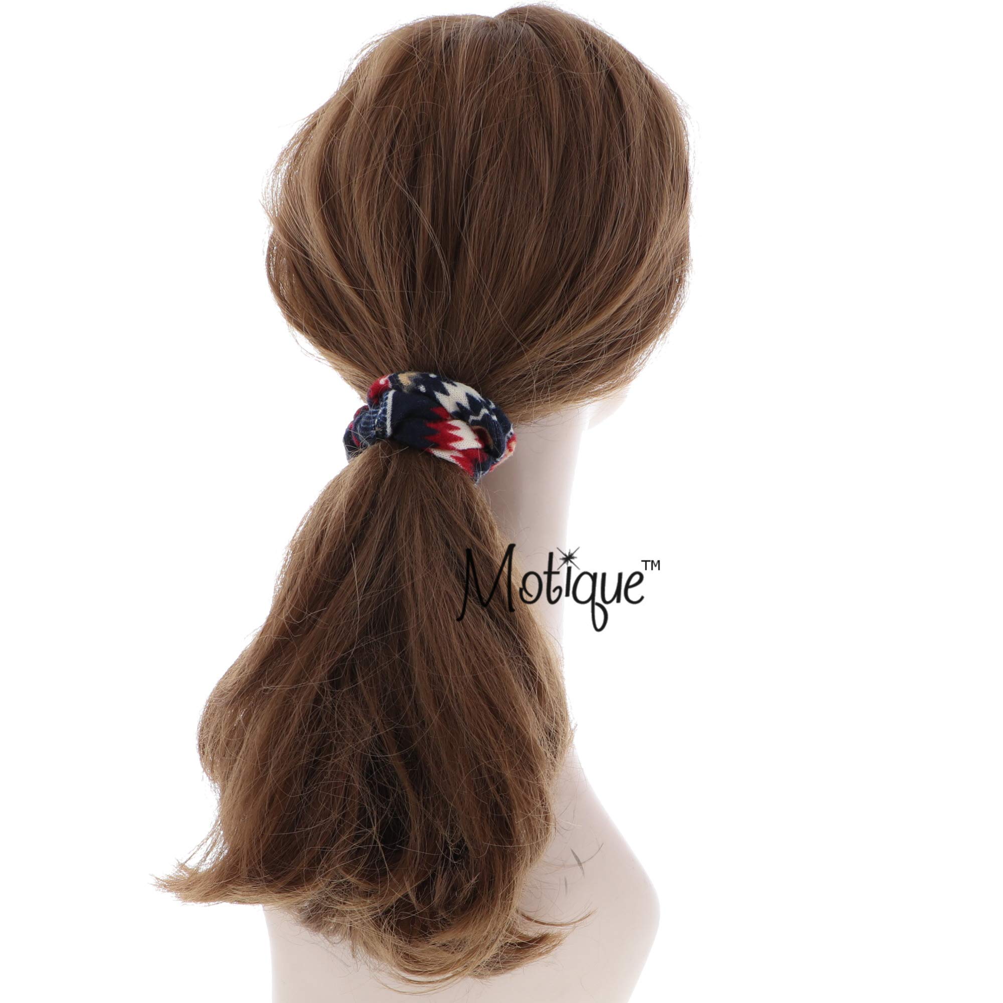 Girls Aztec Hair Scrunchy-Blue - Stylish Hair Accessory for School, Sports & Everyday Wear