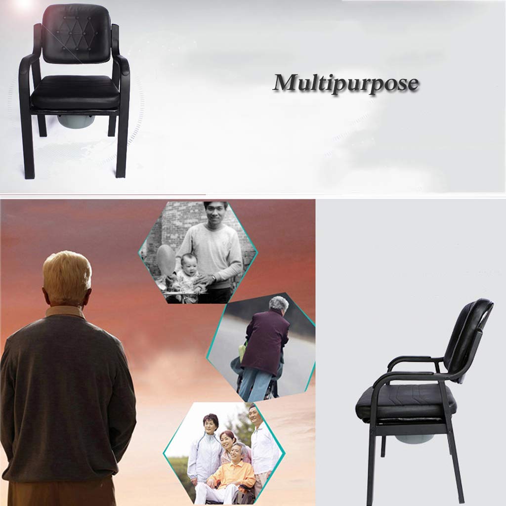 3-in-1 Adjustable Height Handicap Toilet Seat with Padded Cushion - Shower Chair & Bedside Commode for Elderly, Disabled & Pregnant Women - Non-Slip Bath Stool with Removable Bucket & Lid for Safe Bathroom Use