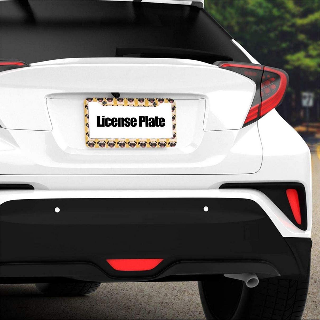 MJSTAR Funny Pug Smile Custom Aluminum License Plate Frame - Durable Car Accessory for Personalization & Humor (Fits All US States) - Perfect for Car Enthusiasts, Pet Lovers & Gift Giving