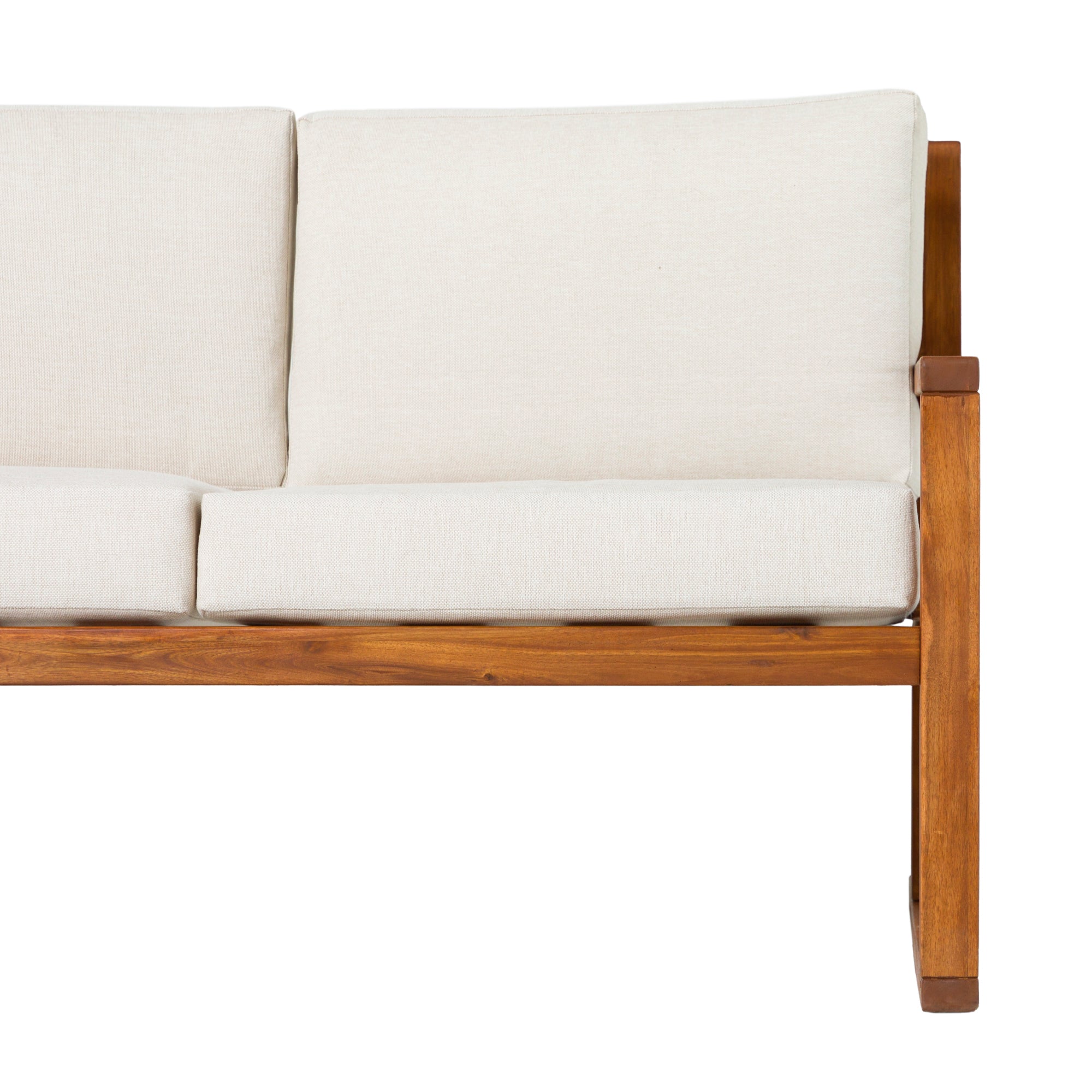 Modern Solid Wood Slat Back Patio Loveseat - Brown Outdoor Furniture for Garden, Deck, or Poolside Relaxation
