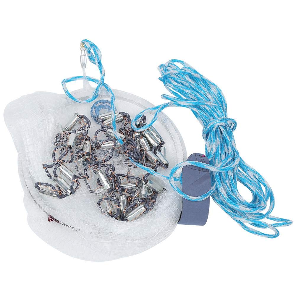 Durable OneFinger Mesh Cast Net with Tire Wire - 2.4M Fishing Net for Saltwater & Freshwater - Perfect for Surf Fishing, Crabbing, and Bait Collection