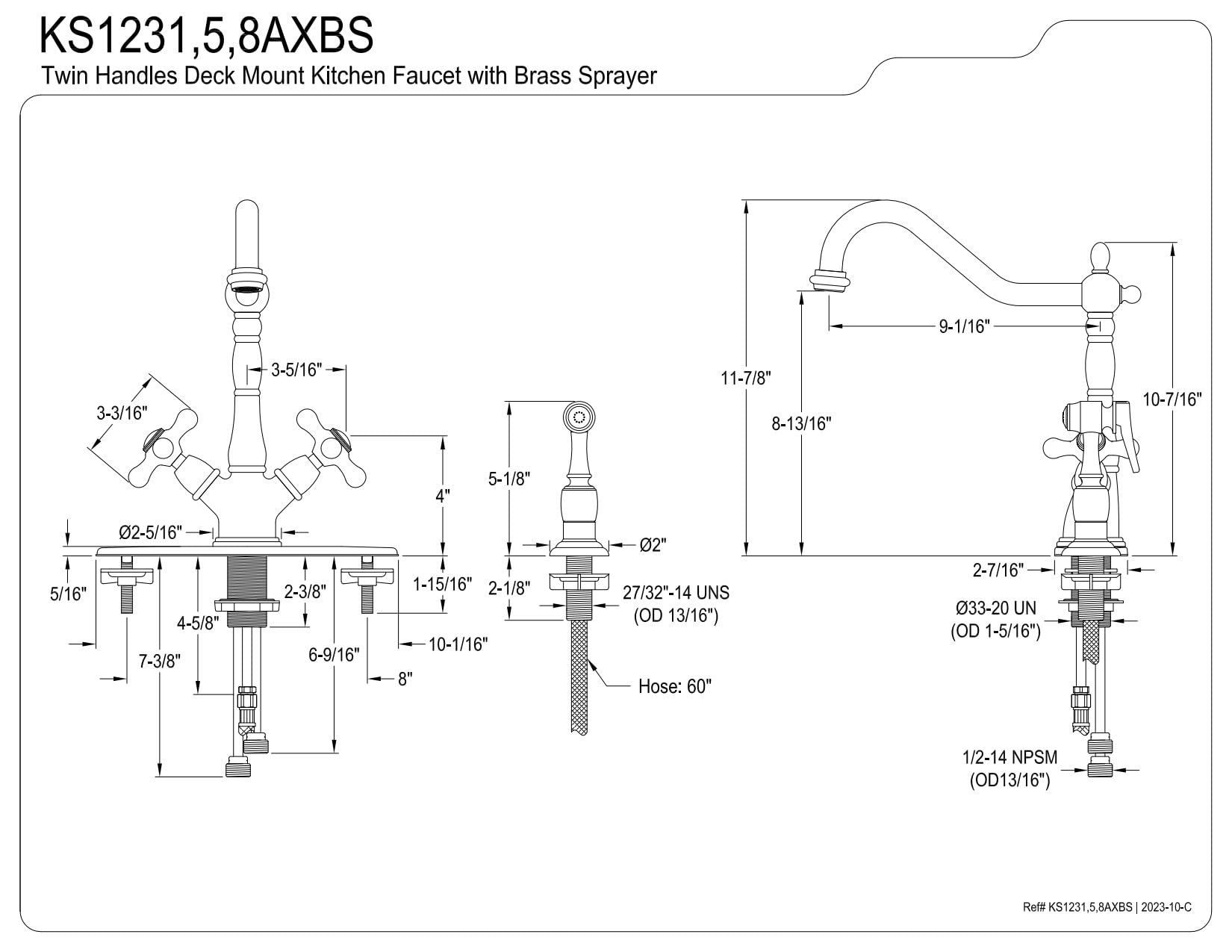 Kingston Brass KS1235AXBS Heritage 8.5