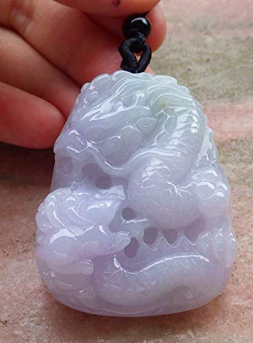Gojade Certified 100% Natural Lavender Green Jadeite Pendant - Dragon & Rat Symbolism for Success & Prosperity | Perfect for Gifts, Meditation & Feng Shui