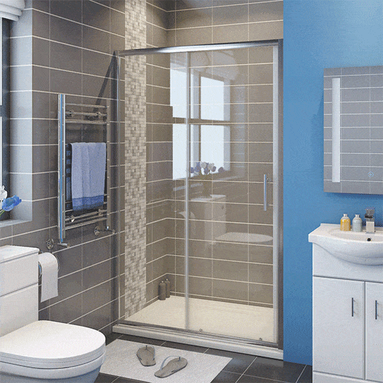 2 Panel Sliding Shower Screen Enclosure Door - Frameless Glass Bathroom Upgrade for Modern Homes | Perfect for Small Spaces & Walk-in Showers