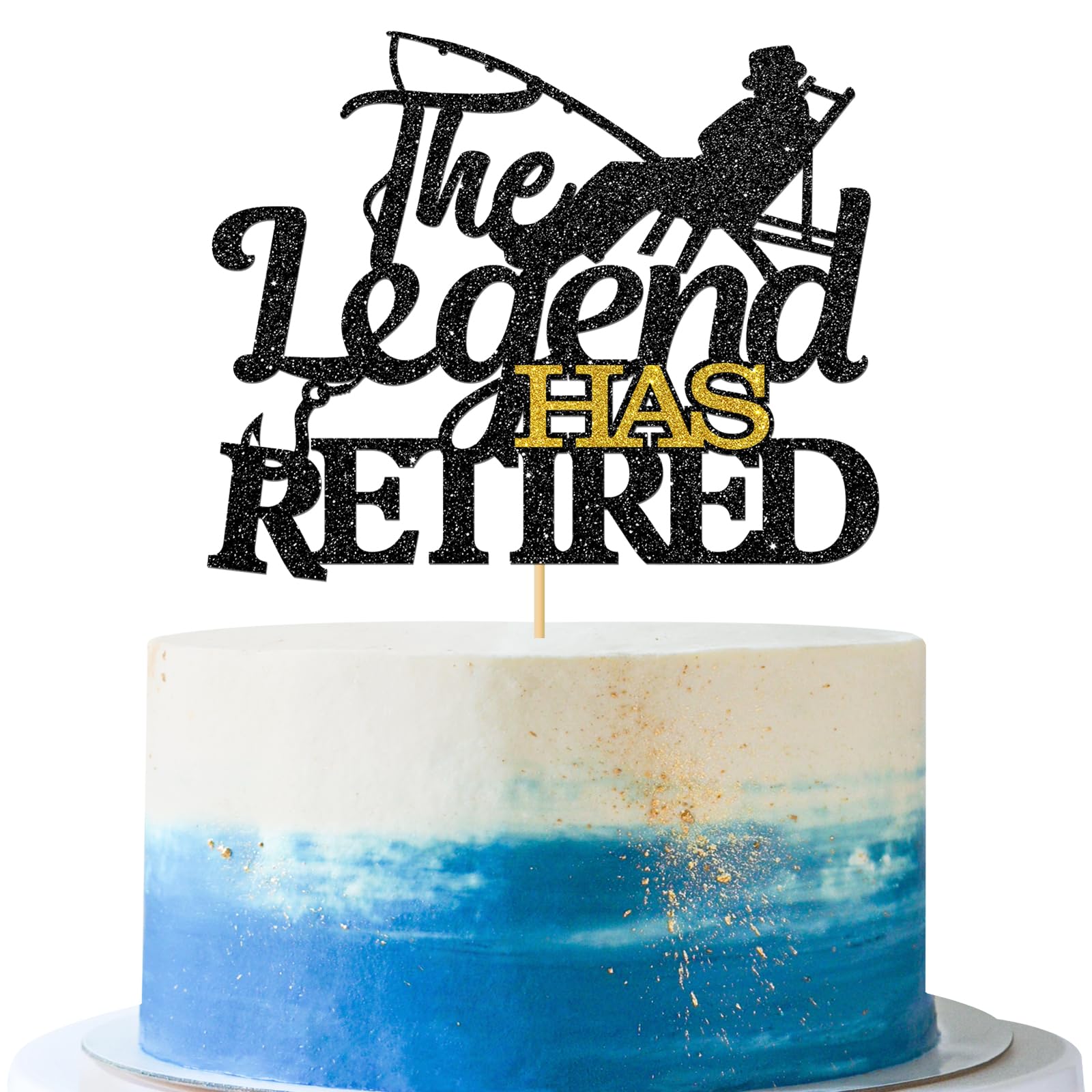 Maicaiffe Happy Retirement Cake Topper - Black Glitter Retired Farewell Party Cake Decorations | Perfect for Retirement Parties, Office Celebrations & Milestone Birthday Cakes