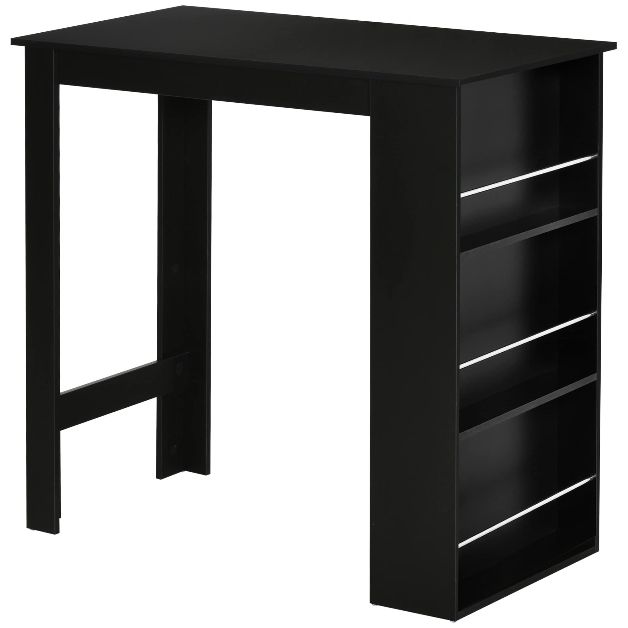 Modern Bar Table Counter Height Dining Table with 3 Storage Shelves - Kitchen, Dining Room & Living Room Furniture - Black - Perfect for Small Spaces, Breakfast Nooks & Entertaining Guests