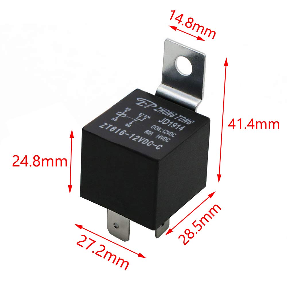 ESUPPORT 80A 12V SPDT 5-Pin Automotive Relay Switch with Copper Terminals - Pack of 10 for Car, Truck, Motorcycle Electrical Systems & DIY Projects