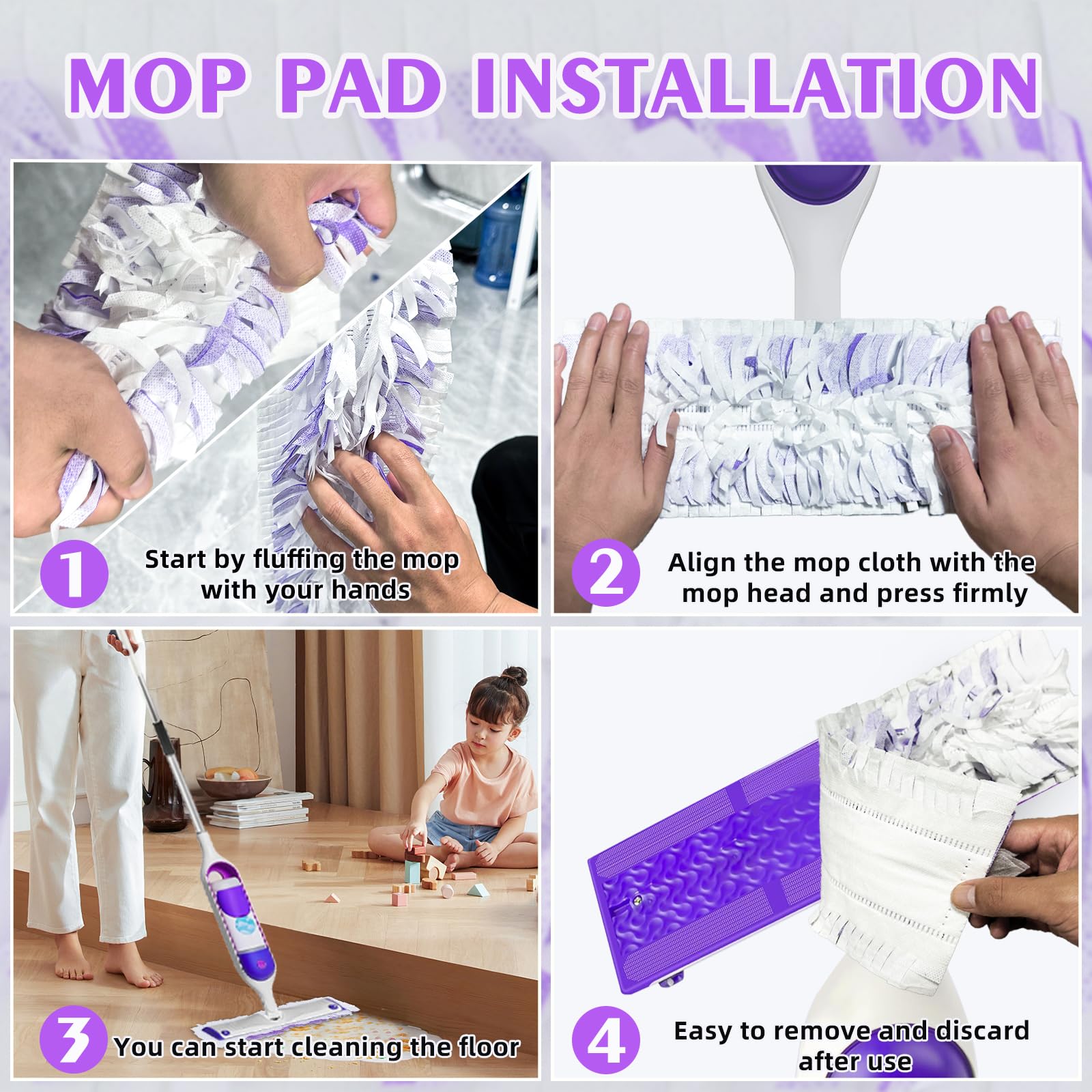 20-Pack Heavy-Duty Disposable Power Mop Pads Refills for Swiffer PowerMop - Quick-Absorbing, No Residue, Non-Washable & Unscented Floor Cleaning Pads - Perfect for Hardwood, Tile & Laminate Floors - Compatible with Swiffer PowerMop Cleaning System