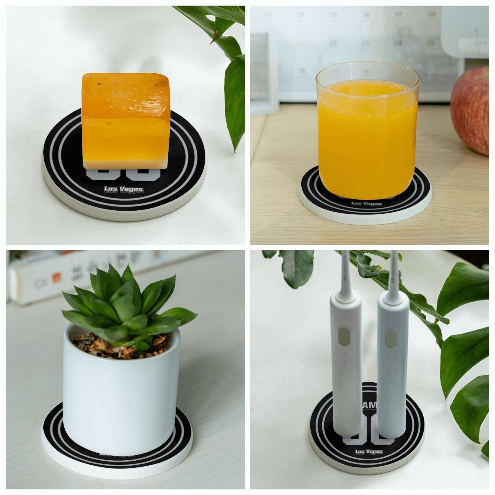 Custom Las Vegas Diatomite Drink Coasters Set of 2 - Personalized with Any Name & Number - Unique Gift for Men, Women & Kids - Perfect for Home Bars, Parties & Office Use