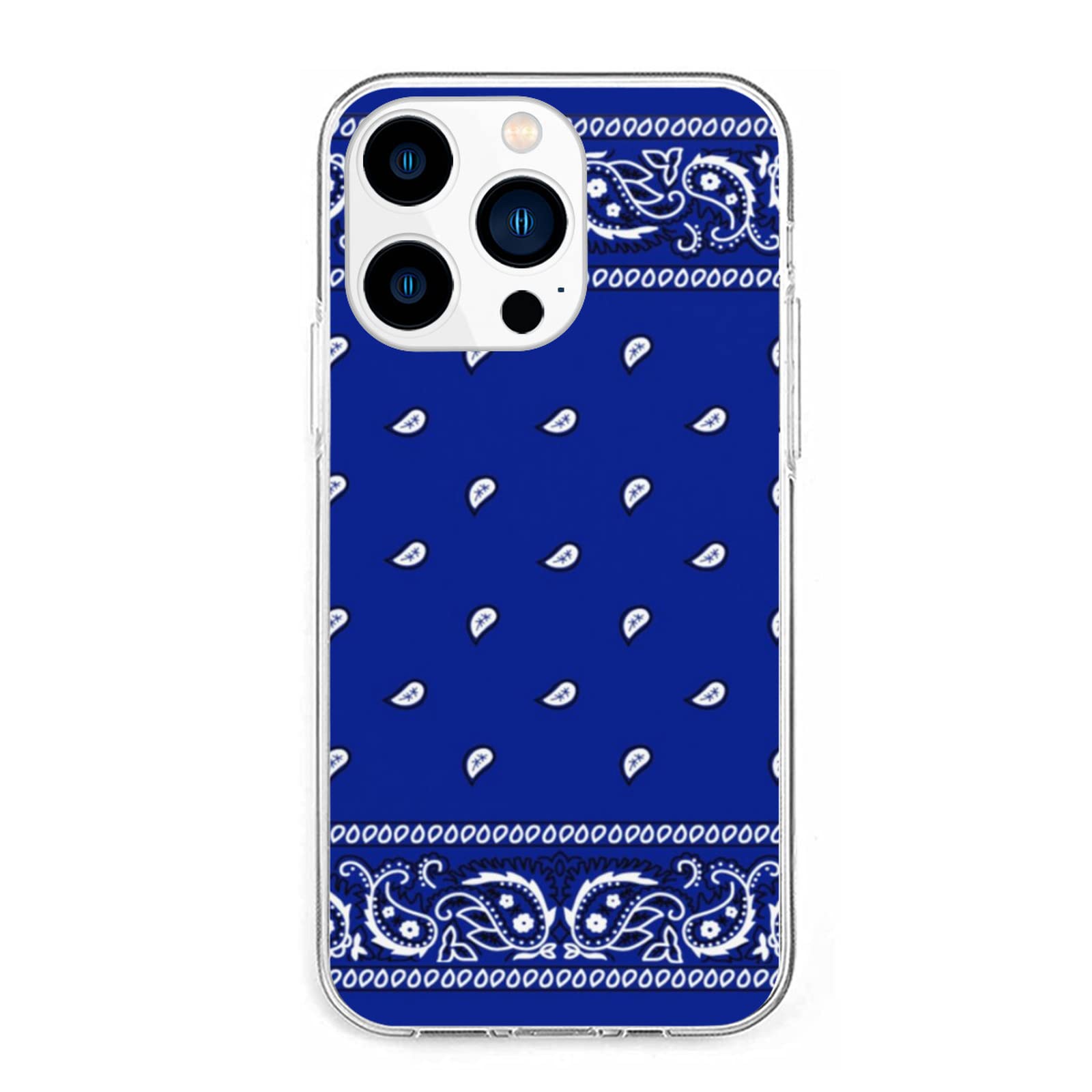 iPhone 13 Pro Max Clear Blue Waterproof Phone Case with Bandana Charm - Royal Accessories for Protection & Style | Perfect for Outdoor Activities, Travel & Everyday Use