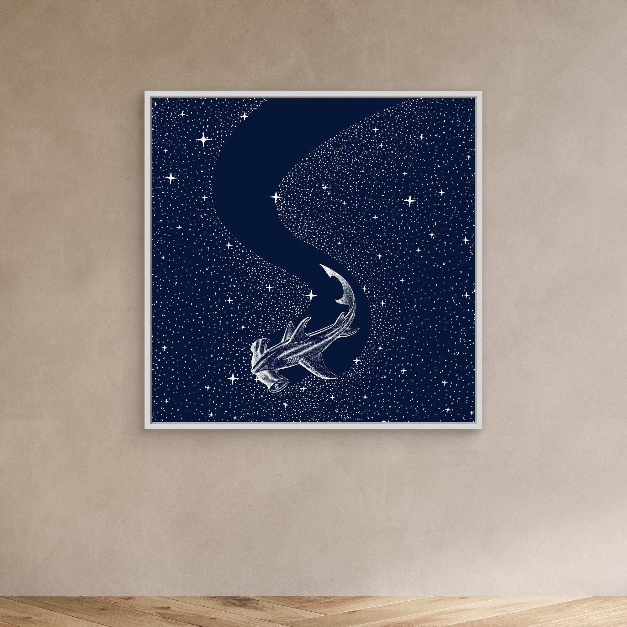 Starry Hammerhead Canvas Print by Alirıza Çakir - Modern Wall Art for Living Room, Bedroom & Office Decor