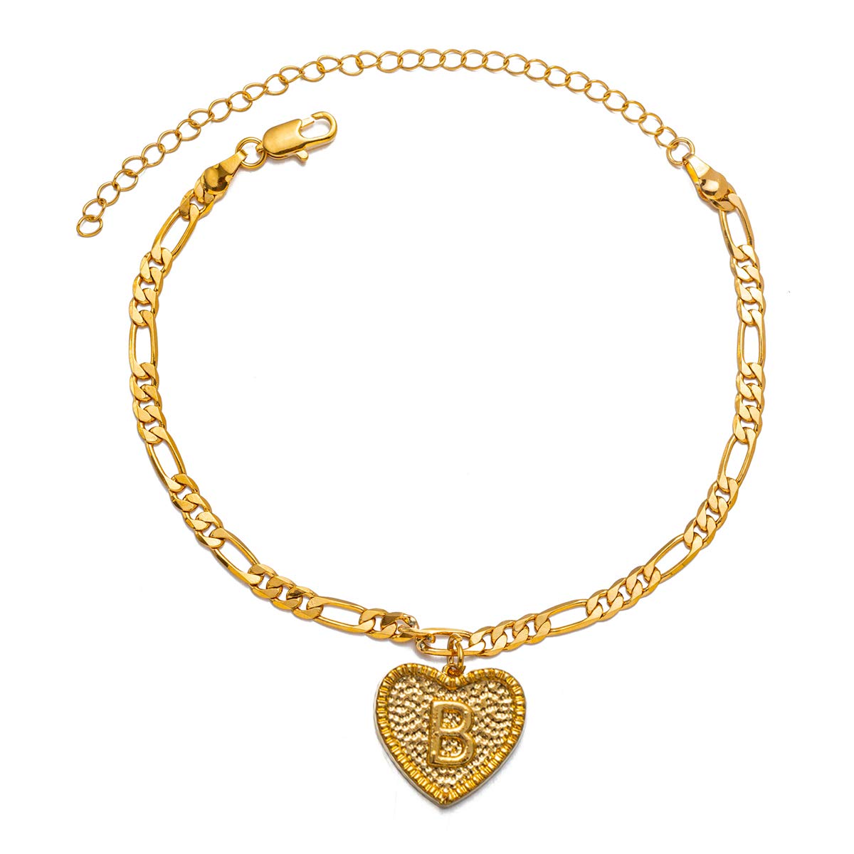 18K Gold & Silver Figaro Cuban Link Ankle Bracelet for Women & Men - Custom Name Initial Anklet Jewelry for Teen Girls - Perfect for Beach, Wedding & Everyday Wear