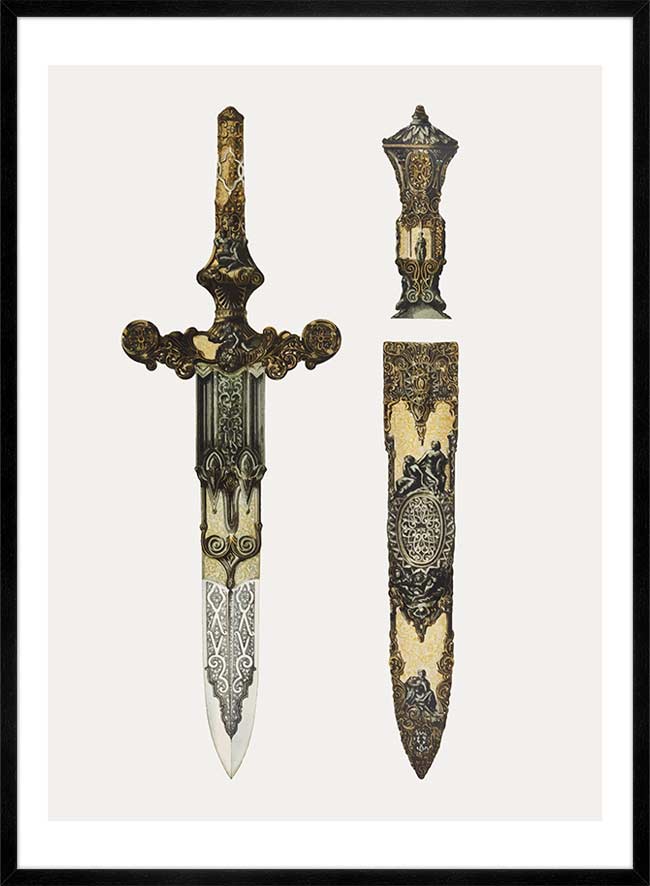 Ancient Dagger Illustration 2 - Premium Handmade Viking Knife Art Print - Perfect for Medieval Decor, Norse Mythology Gifts & Home Office Wall Art