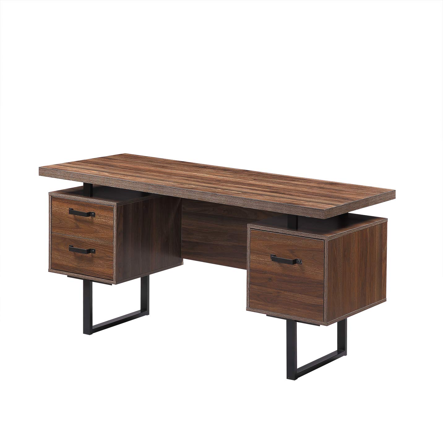 Modern Home Office Desk with Drawers - Ergonomic Writing Study Table for Small Spaces, Work from Home & Remote Learning - Stylish Wooden Computer Desk for Bedroom, Apartment or Dorm Room