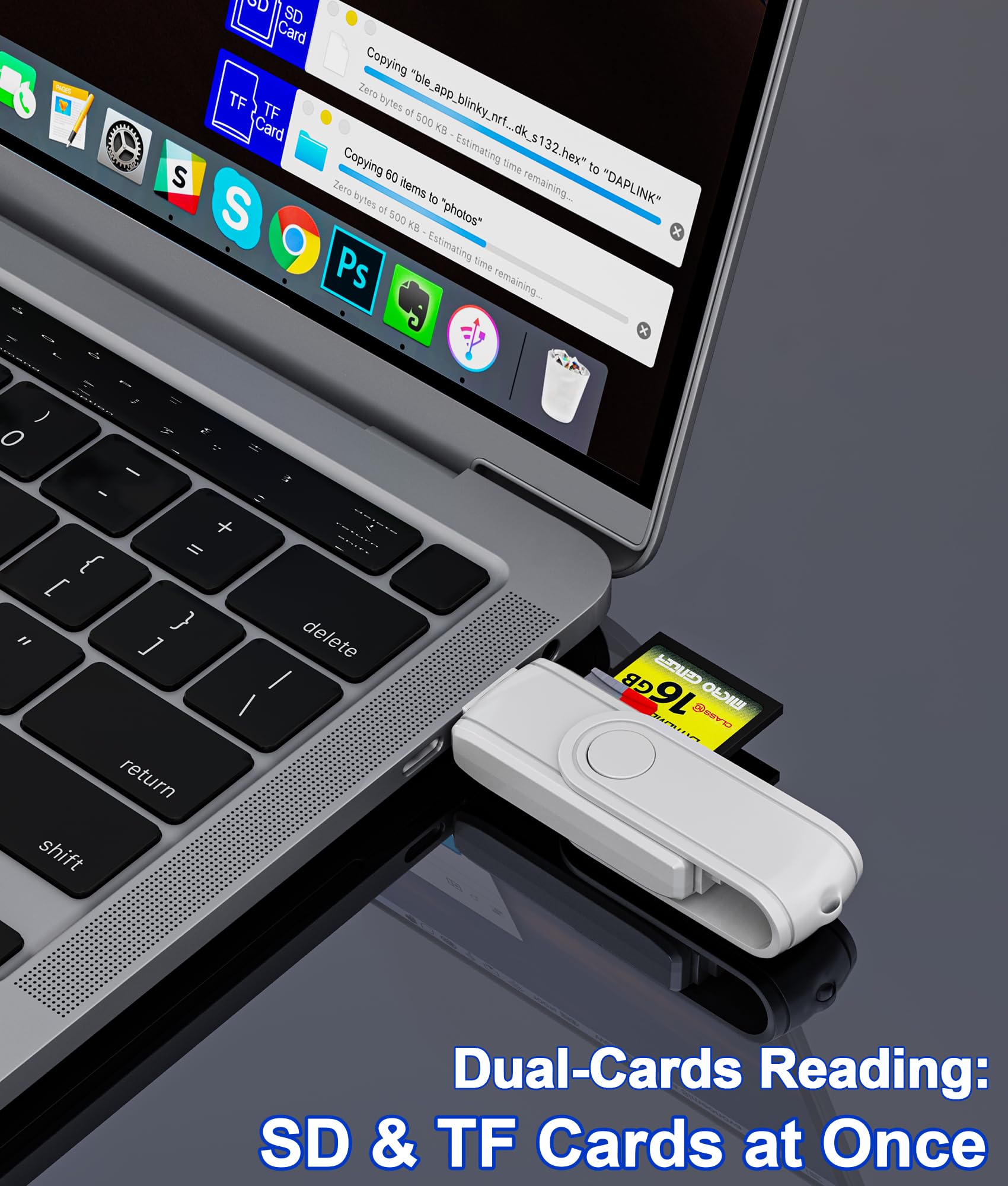Lightning & USB C Dual Connector SD Card Reader for iPhone 16/15/14/iPad Pro/Android - Plug & Play OTG Micro SD/SD Card Adapter, No App Required - Perfect for Travel, Photography & File Transfer