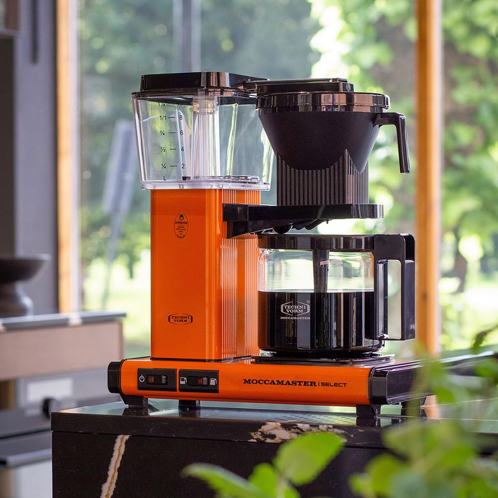 Moccamaster KBG Select Coffee Maker - 1.25L Filter Drip Coffee Machine in Orange | Perfect for Home, Office & Restaurant Use