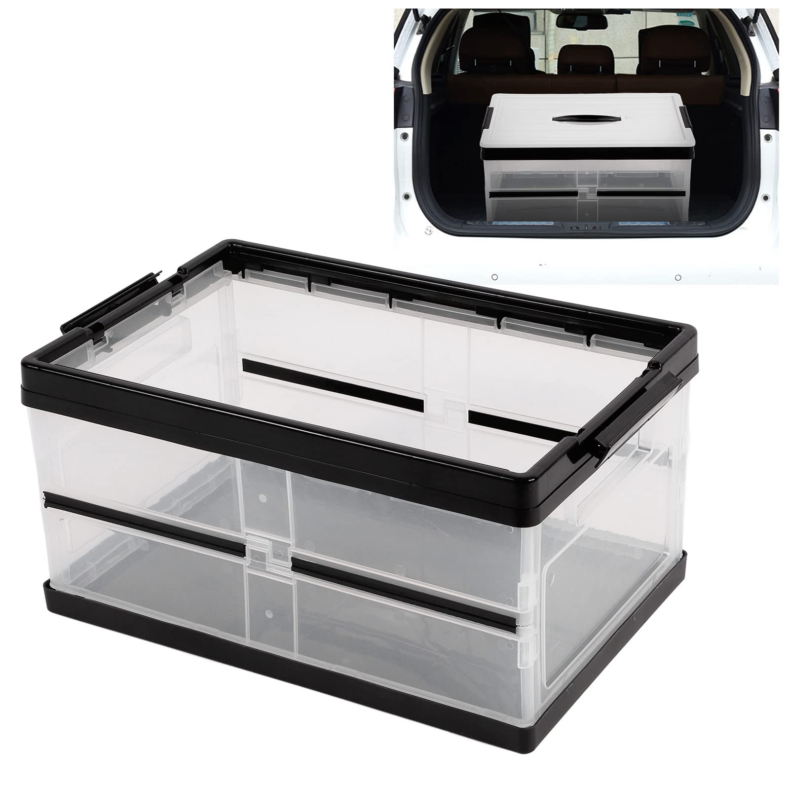 Foldable Storage Bins with Large Capacity - Organizer for Home, Car, Seat & Trunk - Portable Storage Solution for Travel & Outdoor Activities (Black)