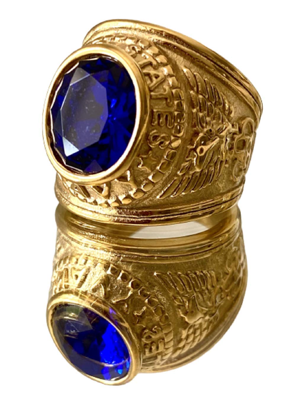 Blue Simulated Onyx Men's Ring - 14k Gold Plated Vintage Style Jewelry for Men - Perfect for Weddings, Anniversaries & Formal Occasions