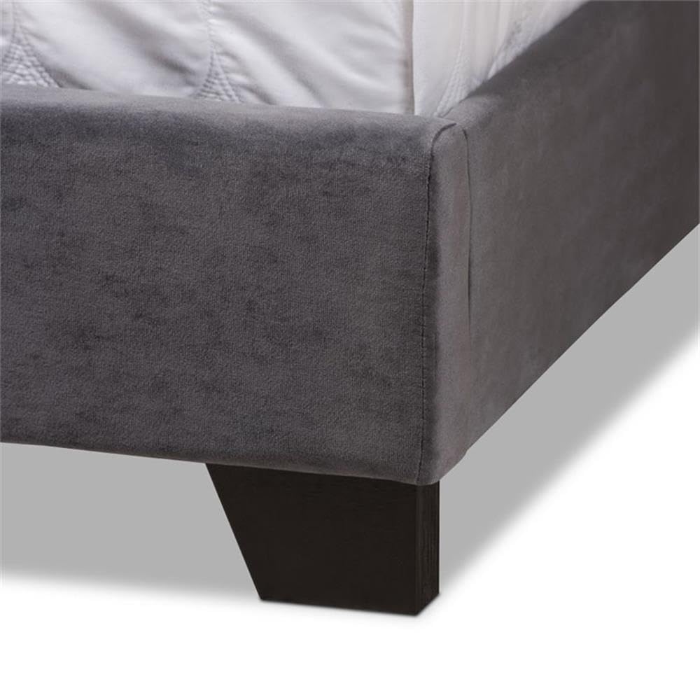 BOWERY HILL Velvet Tufted Full Size Bed Frame - Dark Grey Upholstered Platform Bed with Button Tufting | Perfect for Modern Bedrooms, Guest Rooms & Master Suites