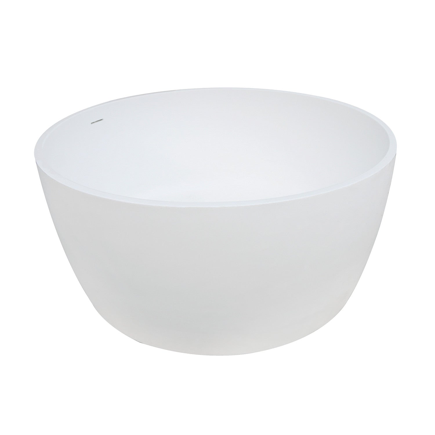 Arcticstone VRTRS515124 51-Inch Freestanding Bathtub - Matte White Solid Surface Round Double-Ended Soaking Tub with Drain - Perfect for Luxury Bathrooms & Spa Retreats