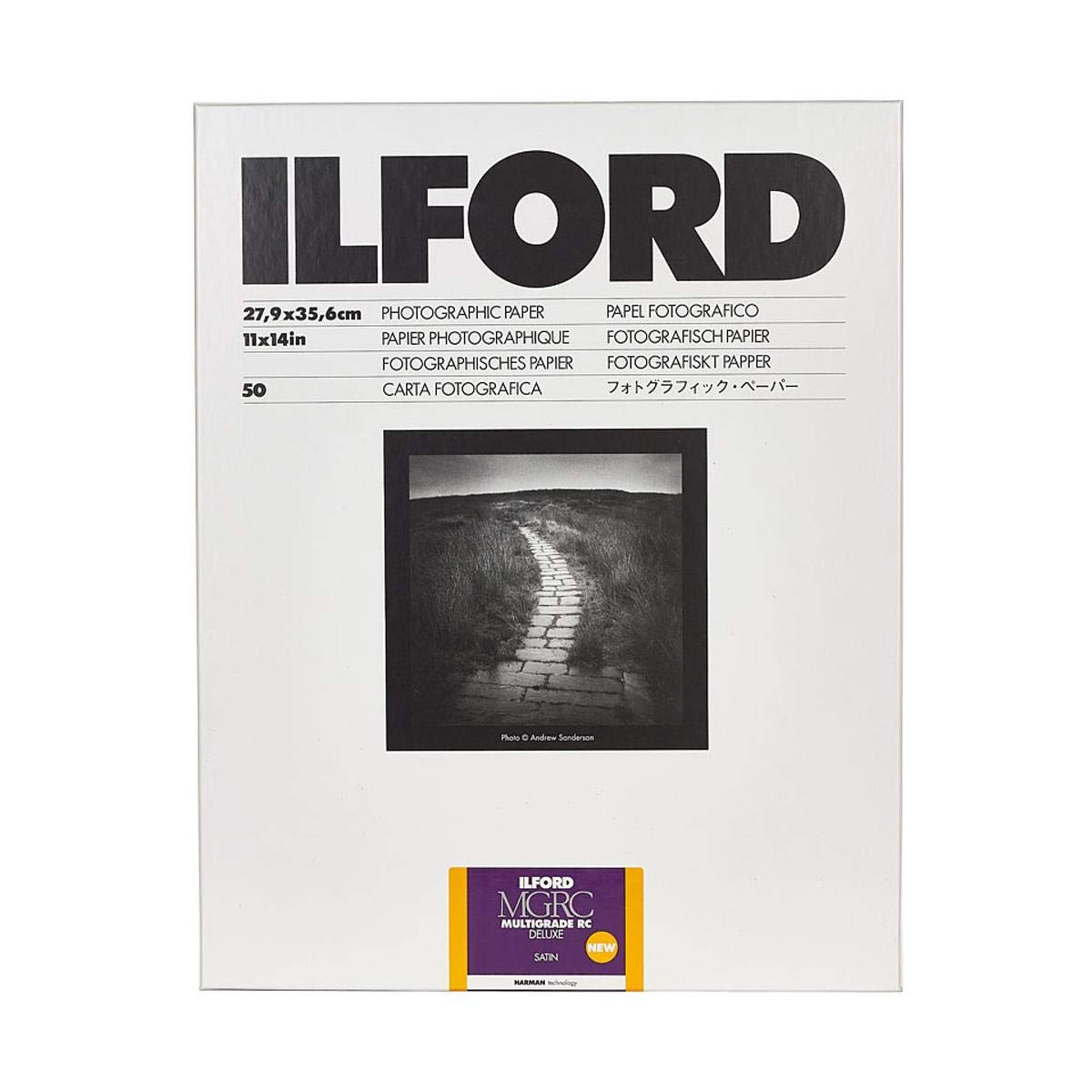 Ilford Multigrade V RC Deluxe Satin Surface Black & White Photo Paper - 11x14 Inches, 50 Sheets Pack | Premium Quality for Darkroom Printing, Fine Art Photography & Professional Photo Projects
