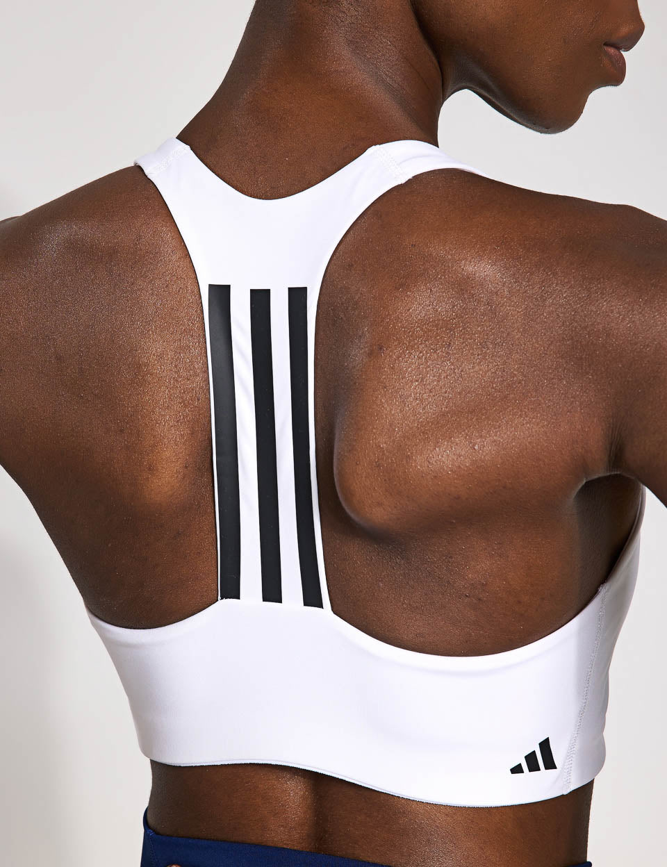 Powerimpact Training Medium Support 3 Stripes Sports Bra - White | High-Impact Workout, Running, Yoga & Gym Essentials for Women