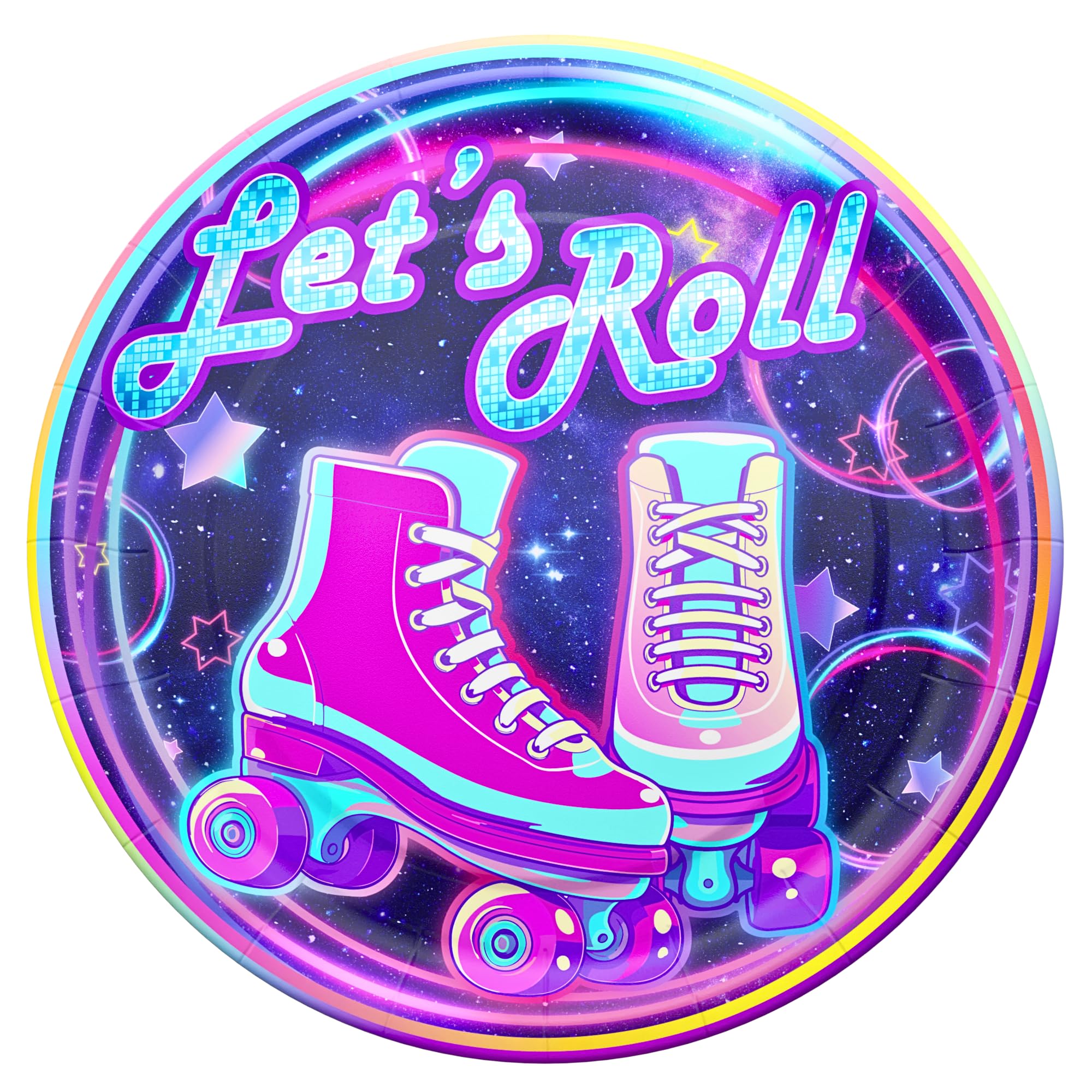 Roller Skating Party Supplies Kit - 100 Piece Set for 16 Guests | 90s Themed Decorations with Roller Skate Plates & Napkins | Perfect for Girls' Skate Parties, Birthday Celebrations & Retro Theme Events - Blue Orchards Design