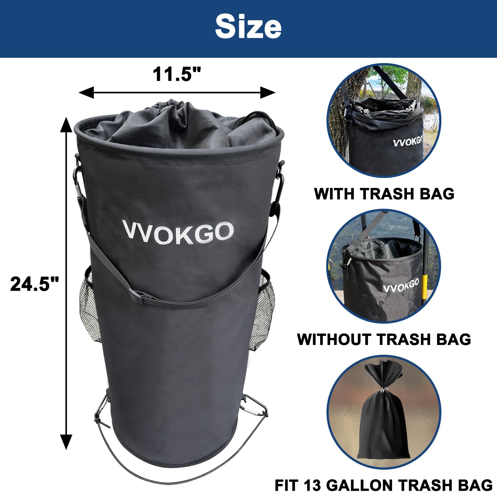 13 Gallon Collapsible Boat Trash Can with 50 Replacement Bags - 1000D Odor & Leak Proof Portable Garbage Storage for Pontoon Boats, Kayaks, RVs - Ideal for Fishing, Sandbar Trips & Marine Adventures