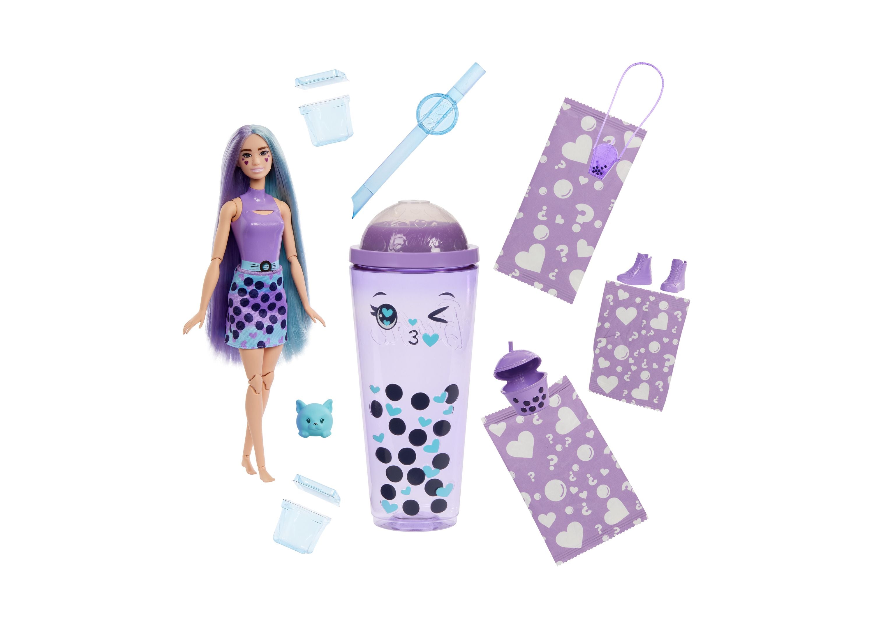 Barbie Pop Reveal Bubble Tea Taro Milk Scented Doll & Accessories Set - Perfect for Collectors, Gift Giving & Pretend Play Scenes