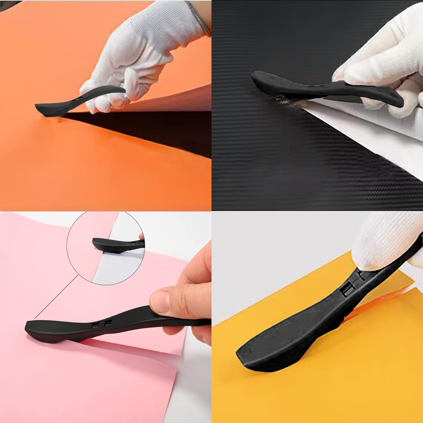 YVPSI Wrapping Paper Cutter - 3-Piece Vinyl Film Cutting Tool for Gift Wrapping & Car Wraps - Safety Knife for Thick Large Rolls (Black) - Perfect for Holiday Gifts, DIY Projects & Professional Vinyl Installation