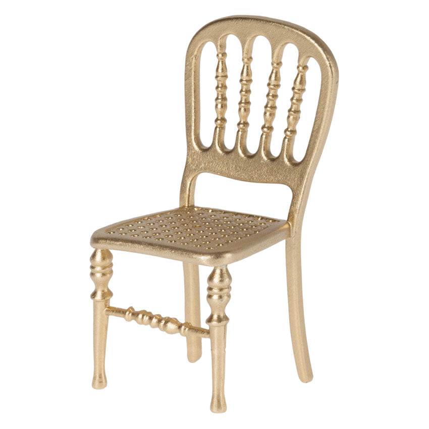 Maileg Gold Mouse Chair - Miniature Dollhouse Furniture for Collectors & Kids | Perfect for Playrooms, Gifts & Home Decor