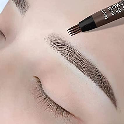 4D Microblading Eyebrow Tattoo Pen - Waterproof Fork Tip Brow Pencil for Professional Fine Sketching | Long-Lasting & Smudge-Proof | Perfect for Daily Makeup, Salon Use & Eyebrow Enhancement (Black)